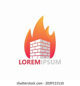 Brick fire logo template design