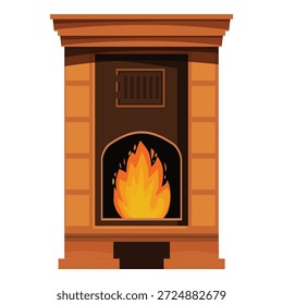 Chimenea de ladrillo ardiendo con una llama brillante, proporcionando calor y comodidad, creando un ambiente acogedor