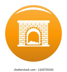 Brick fireplace icon. Simple illustration of brick fireplace vector icon for any design orange