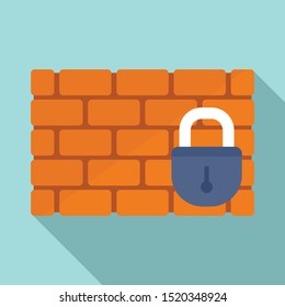Brick firewall icon. Flat illustration of brick firewall vector icon for web design