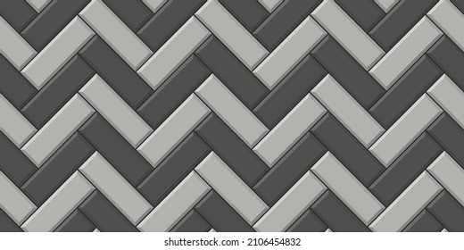 Brick floor herringbone seamless geometric pattern tile. Vector flat illustration of flooring parquet design diagonal texture. Design for background, wallpaper, wrapping