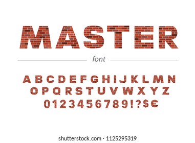 Brick font. Vector illustration