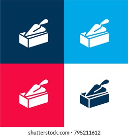 Brick four color material and minimal icon logo set in red and blue