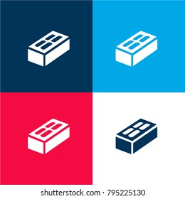 Brick four color material and minimal icon logo set in red and blue