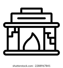 Brick furnace icon outline vector. Gas burning. Heating room