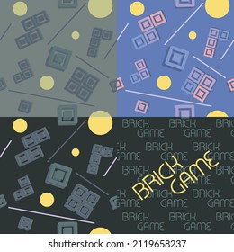 Brick game. Tetris seamless pattern.