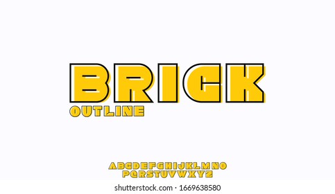 BRICK, GEOMETRIC SHAPE  FONT VECTOR TYPEFACE ALPHABET TYPESET