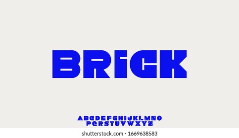 BRICK, GEOMETRIC SHAPE  FONT VECTOR TYPEFACE ALPHABET TYPESET