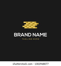 Brick Gold Bar Abstract Creative Modern Business Industry Logo