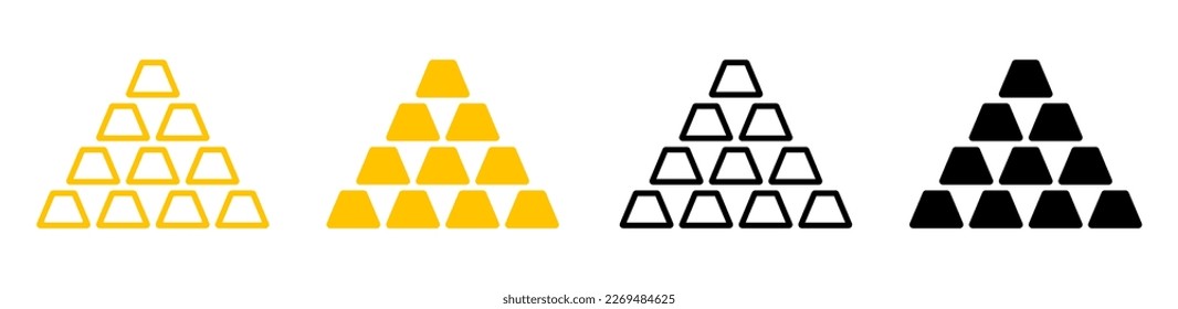 Brick of gold design illustration. Golden ingot vector icon. Golden bullion sign.