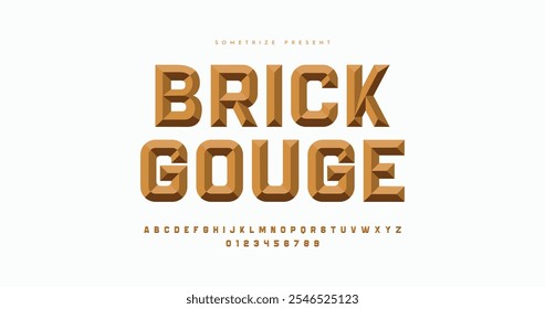 Brick Gouge: Alfabeto prismático de estilo vintage inspirado en la titulación clásica del cine. Los tonos marrones y las letras en negrita lo hacen ideal para proyectos retro y cinematográficos.