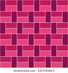 Brick half vector pattern. Brick pattern. Pink tone brick pattern. Seamless geometric pattern for wrapping paper, backdrop, background, wallpaper.