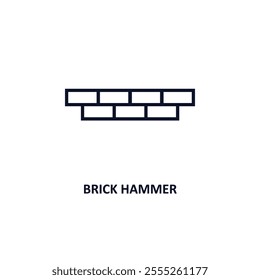 brick hammer outline icon.  Thin line icon from construction tools collection. Editable vector isolated on white background