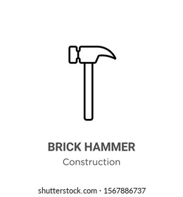 Brick hammer outline vector icon. Thin line black brick hammer icon, flat vector simple element illustration from editable construction concept isolated on white background