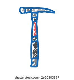 brick hammer tool doodle icon sketch vector. brick hammer tool sign. isolated symbol illustration