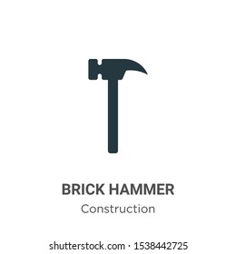 Brick hammer vector icon on white background. Flat vector brick hammer icon symbol sign from modern construction collection for mobile concept and web apps design.