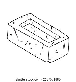 Brick hand drawn. Vector illustration of  brick building. 