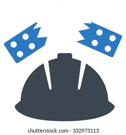 Brick Helmet Accident vector icon. Style is bicolor flat symbol, smooth blue colors, rounded angles, white background.