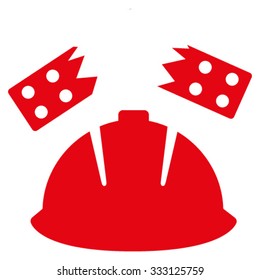 Brick Helmet Accident vector icon. Style is flat symbol, red color, rounded angles, white background.