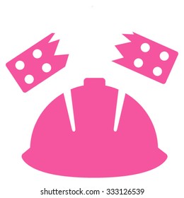 Brick Helmet Accident vector icon. Style is flat symbol, pink color, rounded angles, white background.