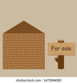 Brick house with announcement of sale
