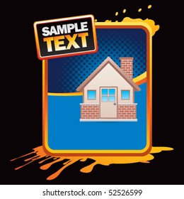 brick house blue halftone splattered ad