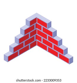 Ziegelhütte-Ecke Symbol isometrische Vektorgrafik. Betongebäude. Steinbau