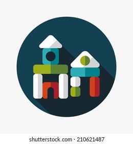 brick house flat icon with long shadow