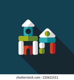 brick house flat icon with long shadow