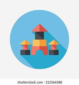 brick house flat icon with long shadow