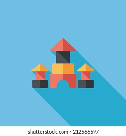 brick house flat icon with long shadow
