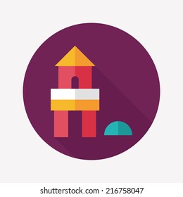 brick house flat icon with long shadow