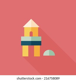 brick house flat icon with long shadow
