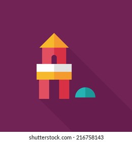 brick house flat icon with long shadow