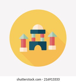 brick house flat icon with long shadow