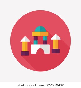 brick house flat icon with long shadow