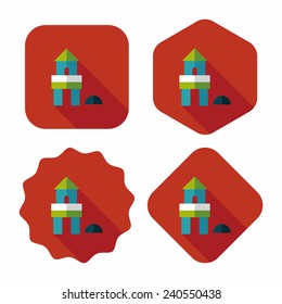 brick house flat icon with long shadow,eps10