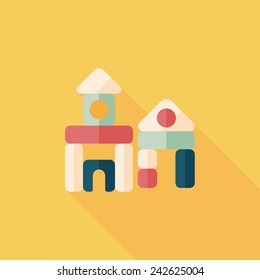 brick house flat icon with long shadow