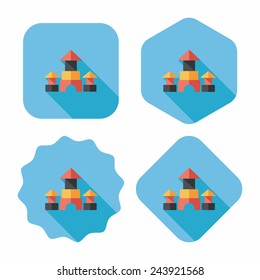 brick house flat icon with long shadow