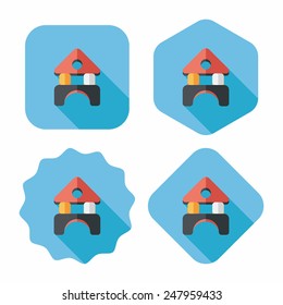brick house flat icon with long shadow