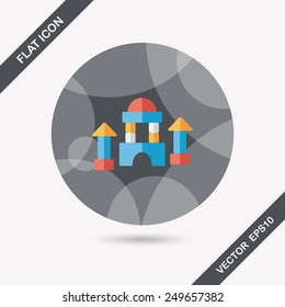 brick house flat icon with long shadow