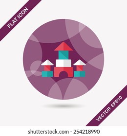 brick house flat icon with long shadow