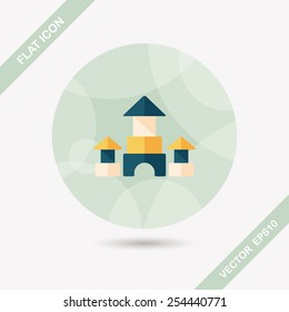 brick house flat icon with long shadow