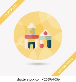 brick house flat icon with long shadow