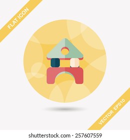 brick house flat icon with long shadow