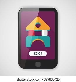 brick house flat icon with long shadow