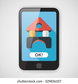 brick house flat icon with long shadow