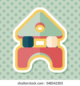 brick house flat icon with long shadow