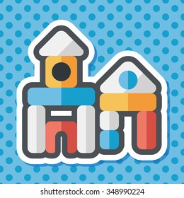 brick house flat icon with long shadow