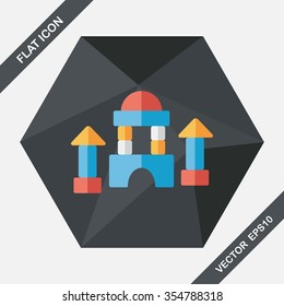 brick house flat icon with long shadow